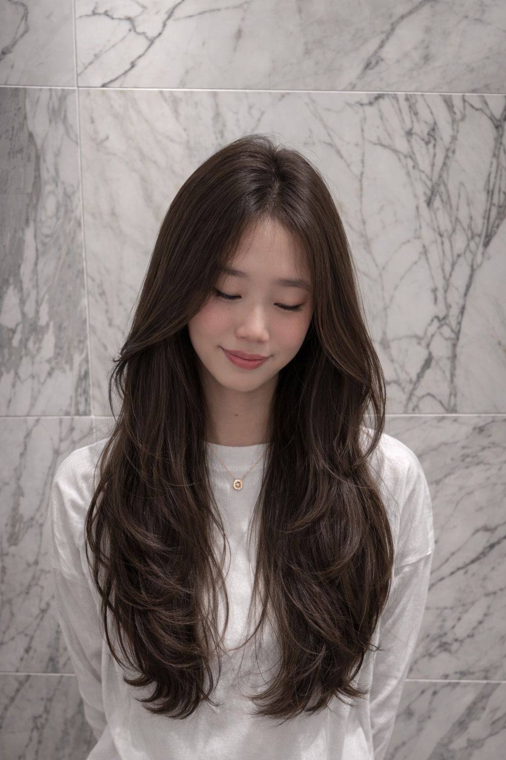 Korean women's hair style at JUNO HAIR Myeongdong hair salon (2nd Branch) — Korean Wave perm, Olaplex balayage color, signature cut · case 5